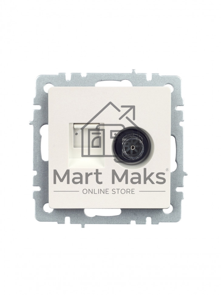 Розетка двойная TV+RJ45 IEK BRITE РТВ/РК12-БрЖ кат.5E жемчуг