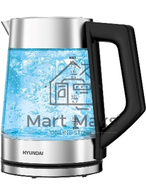 Чайник электрический Hyundai HYK-G4402 1.7л. 2200Вт черный/серебристый корпус: стекло