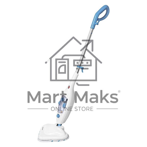 Паровая швабра Blackton Bt SM1114 White-blue, Мощность 1300 Вт, 2 в 1. Вертикальная и компактная, Резервуар для воды 300 мл, Время неприрывной работы до 20 минут, Быстрая и эффективная очистка всех типов полового покрытия: паркет, линолеум, плитка, Уничто