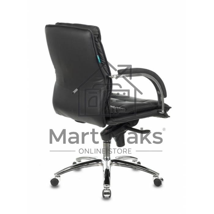 Кресло руководителя Бюрократ T-9927SL-LOW/BLACK черный, кожа, низкая спинка, крестовина хром