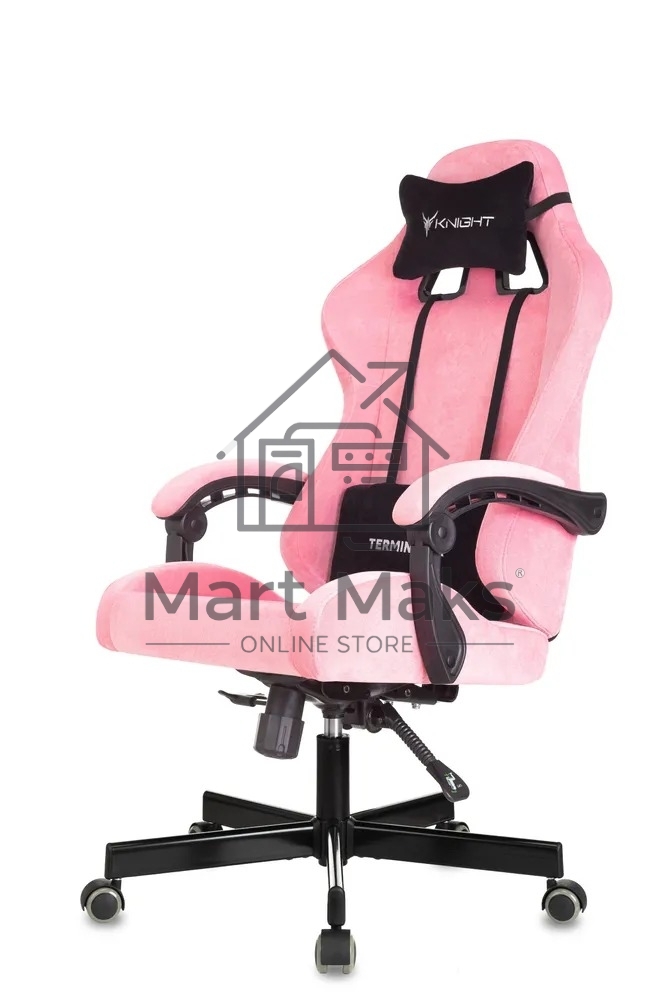 Кресло игровое Knight Terminator розовый Velvet 36, крестов. металл