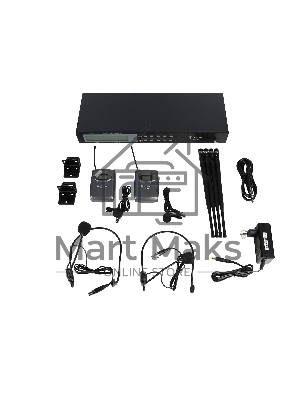 Микрофонная система Intrend ITWMIC-JS-LH цифровая, беспроводная, двухканальная. 2 поясных передатчика, 2 головных микрофона, 2 петличных микрофона, диапазон UHF, LCD дисплей