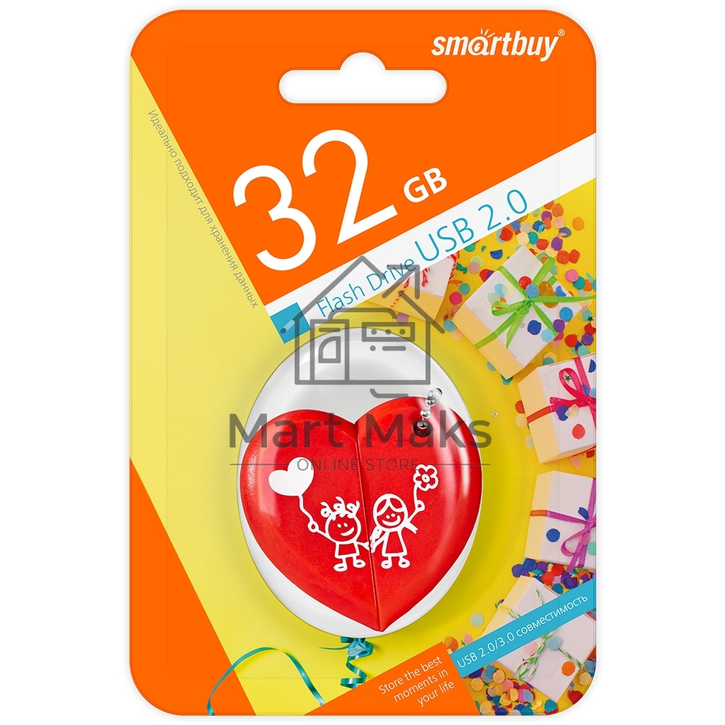 Флешка USB Smartbuy R/W 32Gb Smartbuy Wild series Сердце (SB32GbHeart)