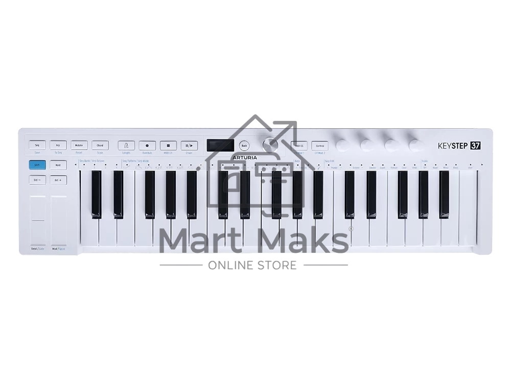MIDI клавиатура Arturia KeyStep 37 MK2 37 клавиш с чувствительностью к силе нажатия и послекасанием, OLED-экран, секвенсор, арпеджиатор, 4х 3,5-мм CV-Out, MIDI-In/Out, Sync I/O, вход для педали сустейна/экспрессии (TRS), Type-C