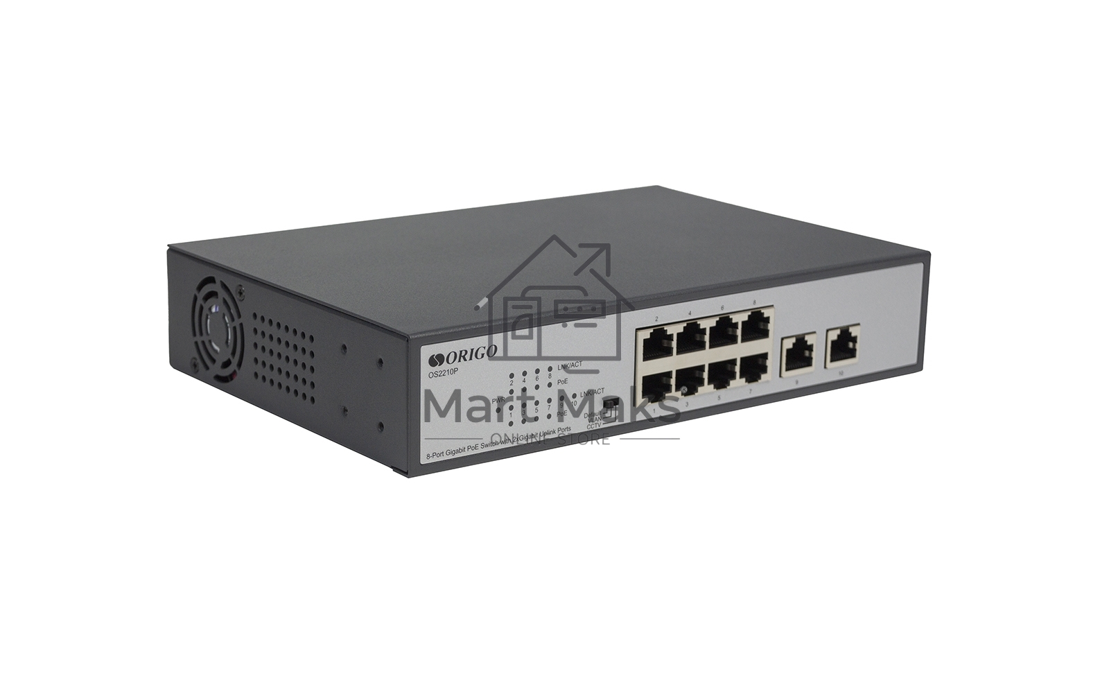 Неуправляемый PoE-коммутатор ORIGO Unmanaged Switch 8x1000Base-T PoE, 2x1000Base-T, PoE Budget 120W, Long-range PoE up to 250m, 19