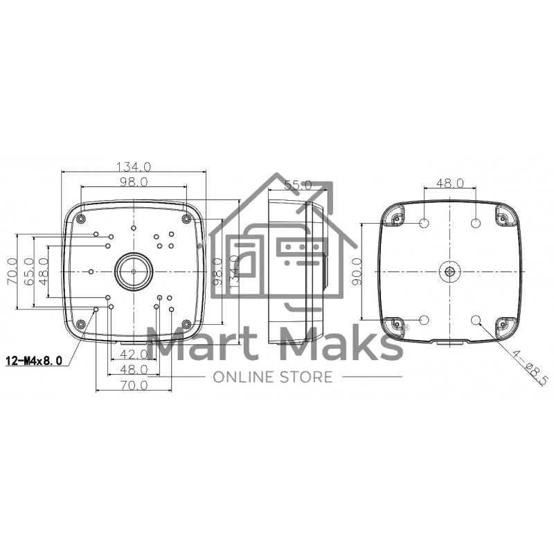 Настенная коробка Dahua для корпусов серий HDW2 Junction Box PFA121