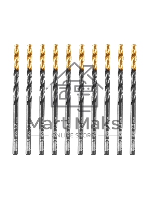 Сверло по металлу Denzel 3,2 мм, HSS-Tin, Golden Tip, 10 шт.