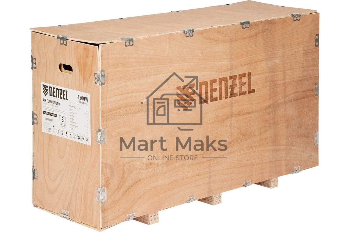 Компрессор безмасл. малошумн. Denzel DLP-4500/150, 4,5 кВт, 3х1,5 кВт,150 л, 2850 об/мин,750 л/мин