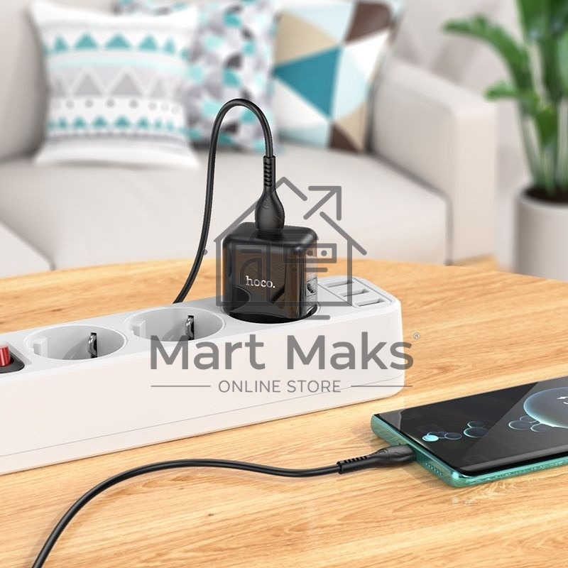 Сетевое зарядное устройство Hoco N32 Glory Black 30W 3A+2A+1.5A (PD+QC+AFC) USB Type-C универсальное черный