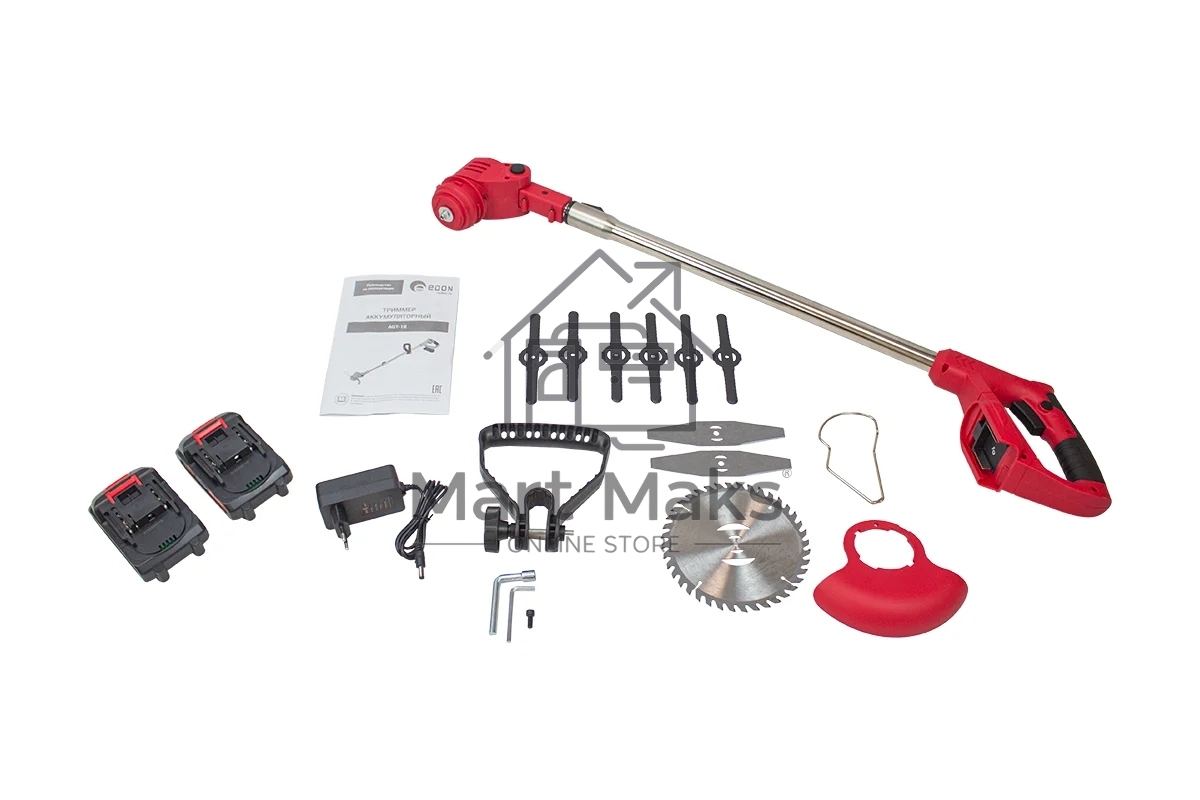Триммер аккамуляторный Edon AGT-18, 18 В, 1,5 Ач
