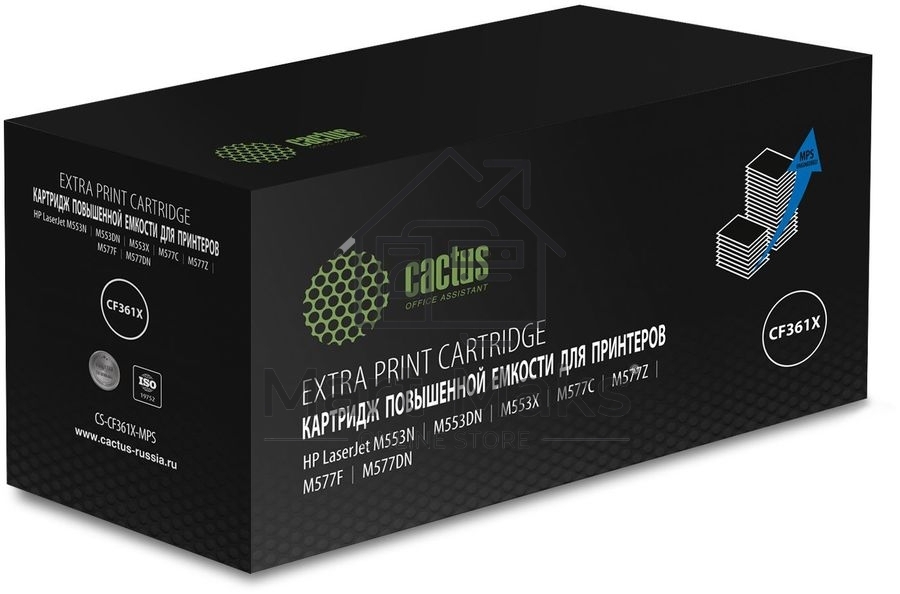 Картридж лазерный Cactus CS-CF361X-MPS, CF361XX голубой (18000 стр.) для HP CLJ M552dn/M553dn/M553N/M553x