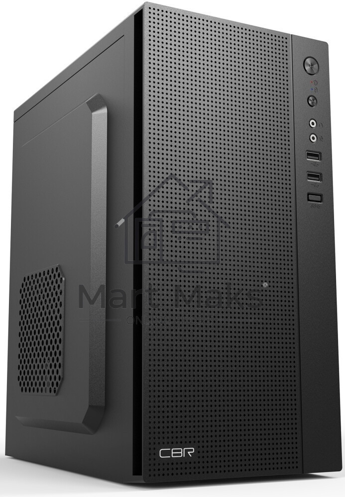 Компьютерный корпус CBR PCC-MATX-MX08-WPSU mATX Minitower MX08, без БП, 2*USB 2.0, HD Audio+Mic, черный