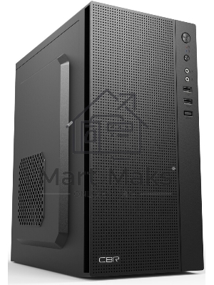 Компьютерный корпус CBR PCC-MATX-MX08-WPSU mATX Minitower MX08, без БП, 2*USB 2.0, HD Audio+Mic, черный