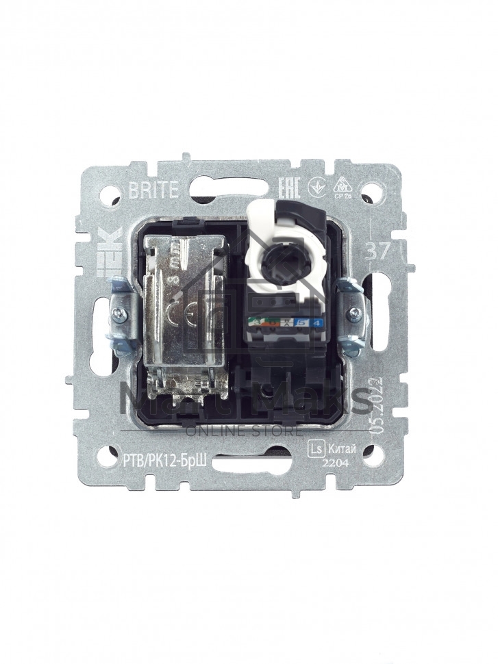 Розетка двойная TV+RJ45 IEK Brite РТВ/РК12-БрШ (BR-AK20-1-K37) кат.5E шампань
