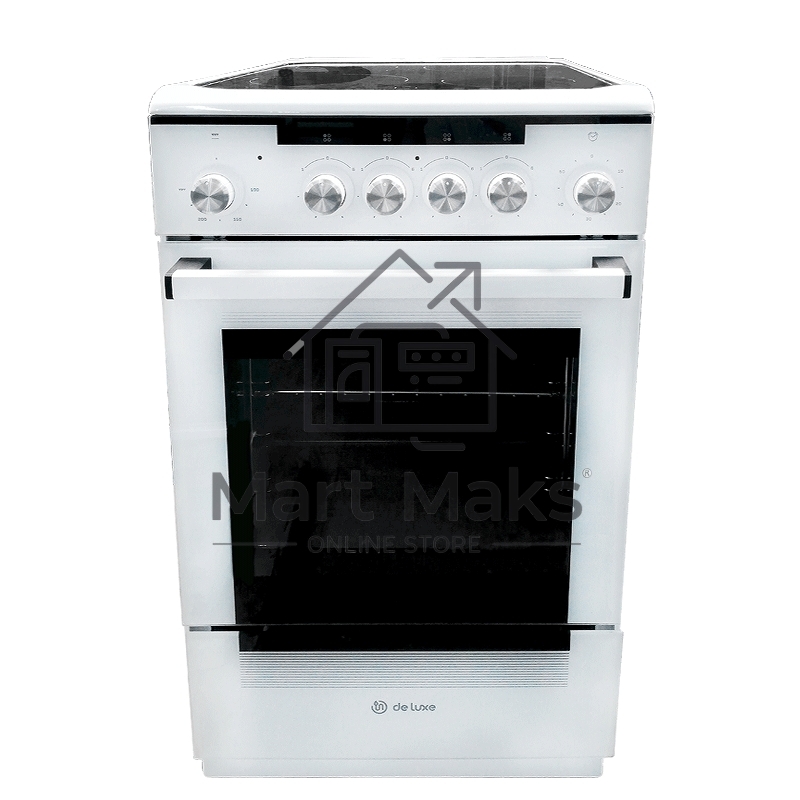 Плита электрическая De Luxe 506004.13ЭС белый, конфорок 4 электрических (стеклокерамика), духовка 60 л, 50 см x 87 см x 60 см