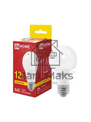 Лампа светодиодная IN HOME 4690612020235 LED-A60-VC 12 Вт 230В E27 3000К