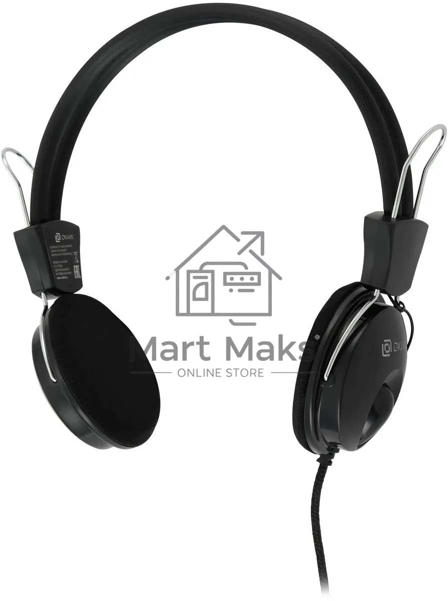 Наушники с микрофоном Оклик HS-M200 черный 1.8м накладные оголовье (1532011)