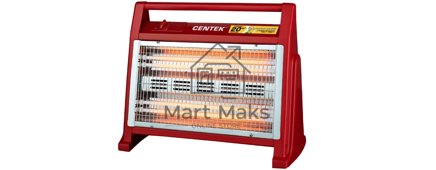 Инфракрасный обогреватель Centek CT-6140 красный, кварцевый, 2000 Вт, 20 м2