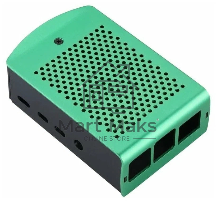 Корпус перфорированный Qumo с доп.креплением, Aluminum Case, Raspberry Pi 4B, green(RS037)