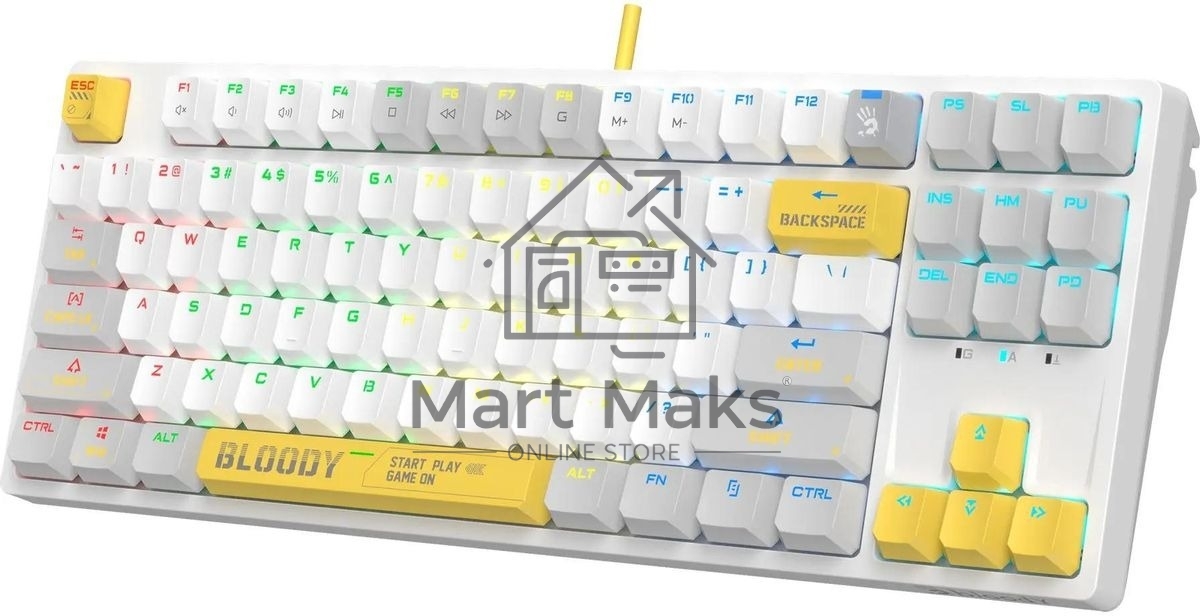 Клавиатура проводная A4Tech Bloody S87 Energy (S87 USB ENERGY WHITE) USB белый/желтый