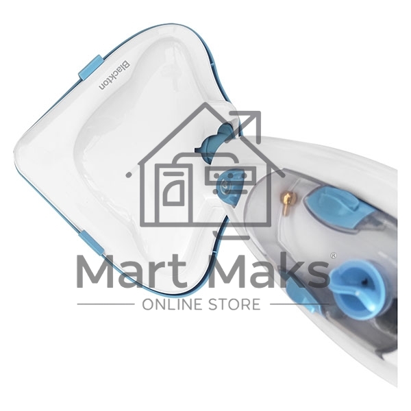 Паровая швабра Blackton Bt SM1114 White-blue, Мощность 1300 Вт, 2 в 1. Вертикальная и компактная, Резервуар для воды 300 мл, Время неприрывной работы до 20 минут, Быстрая и эффективная очистка всех типов полового покрытия: паркет, линолеум, плитка, Уничто