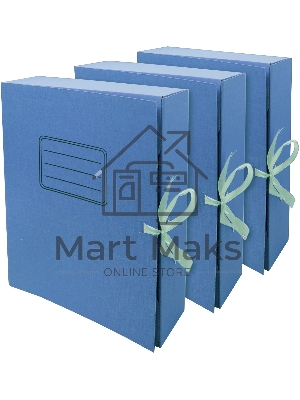 Папка архивная 2 завязки Silwerhof 1914784 микрогофрокартон корешок 75мм, A4 синий (упаковка: 3шт)