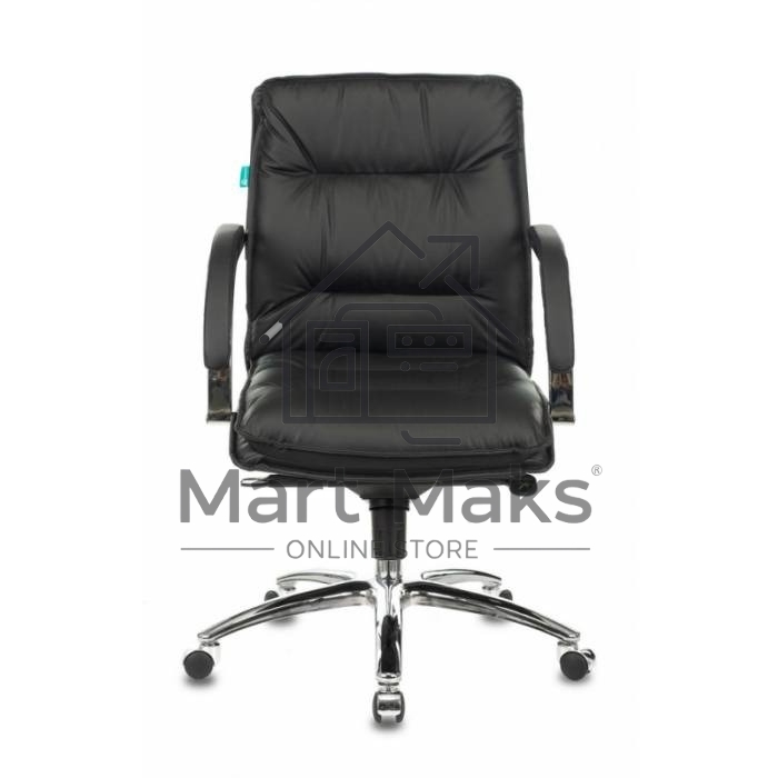 Кресло руководителя Бюрократ T-9927SL-LOW/BLACK черный, кожа, низкая спинка, крестовина хром