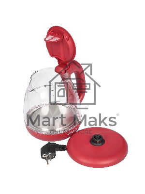 Чайник электрический Energy E-296 1л, стекло,пластик, красный,1100Вт