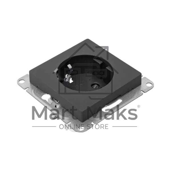 Механизм розетки EKF UP1-SOB-111 16А, с заземлением, со шторками, черный Эпика