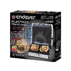 Гриль электрический ENDEVER Grillmaster-221, серебристый/черный, 2300 Вт, терморегулятор, размер пов-ти 29x23 см