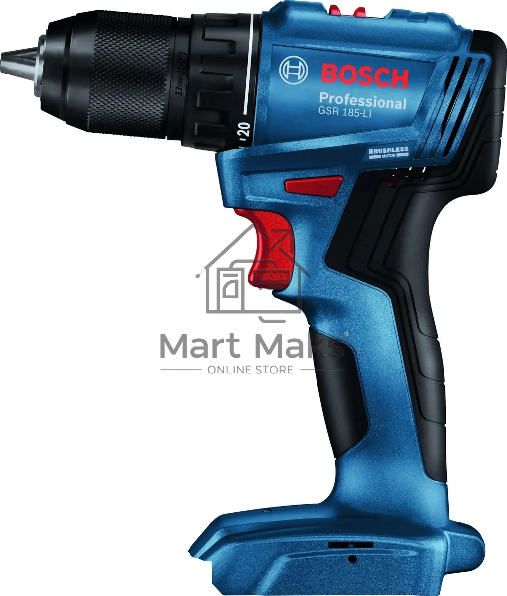 Дрель-шуруповерт Bosch GSR 185-LI Аккумуляторная, Без АКБ и ЗУ, Кейс