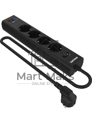 Сетевой фильтр Philips CHP8246BA/51, 2м, 4 розетки, черный Сетевой фильтр Philips CHP8246BA/51, 2м, 4 розетки, черный