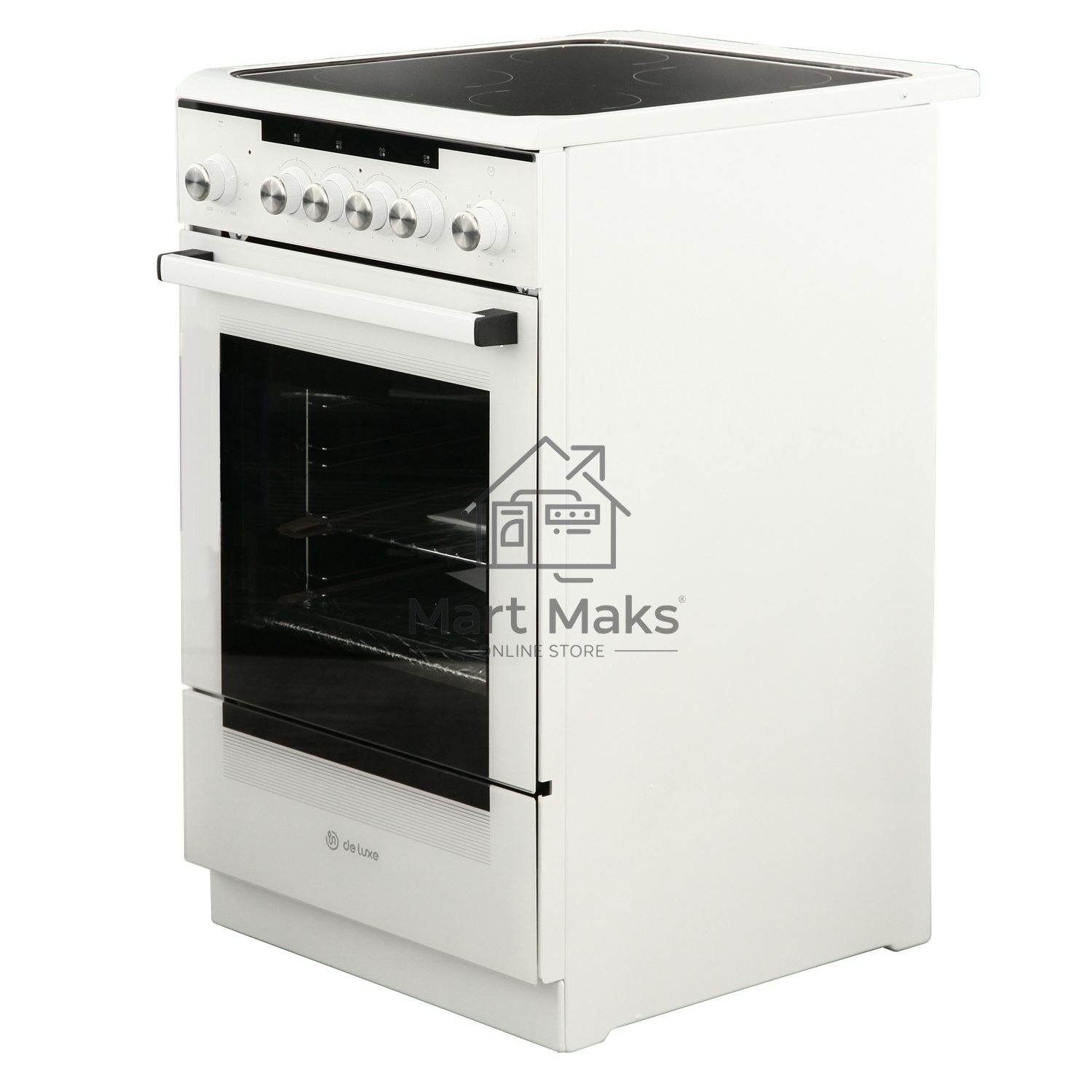 Плита электрическая De Luxe 506004.13ЭС белый, конфорок 4 электрических (стеклокерамика), духовка 60 л, 50 см x 87 см x 60 см