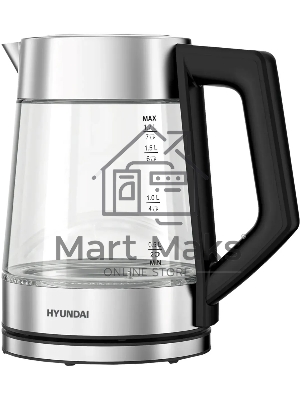 Чайник электрический Hyundai HYK-G4402 1.7л. 2200Вт черный/серебристый корпус: стекло