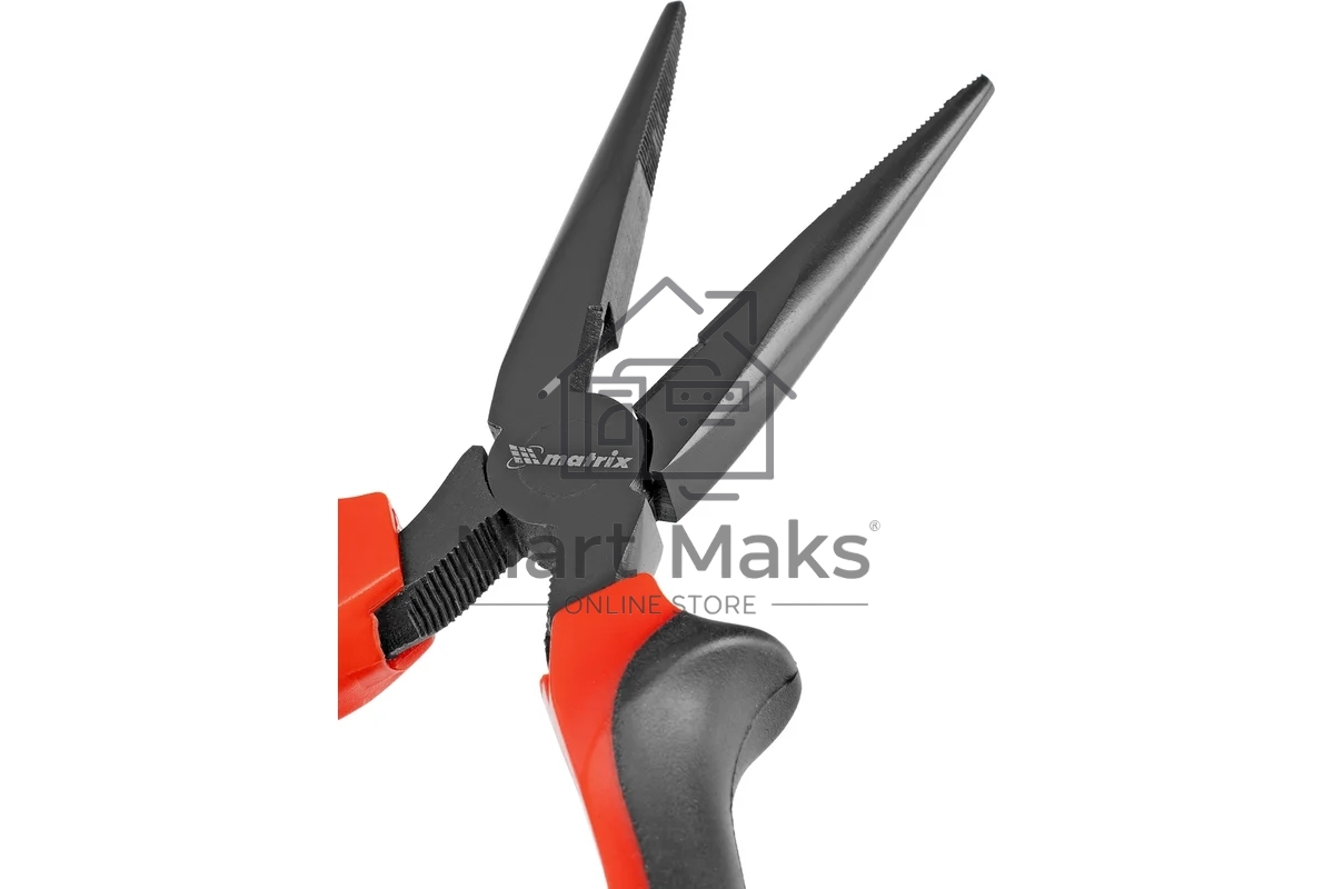 Длинногубцы Matrix 17160 черный Nickel, 180 мм, прямые, двухкомпонентные рукоятки