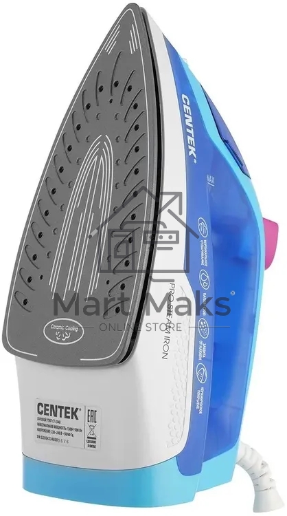 Утюг Centek CT-2348 синий/белый, 1600 Вт, 20 г/мин, 80 г/мин, 200 мл