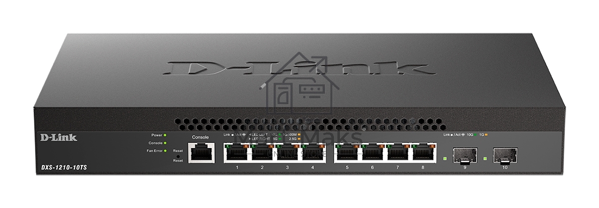 Коммутатор D-Link DXS-1210-10TS/B1A 8G 2SFP+, 8×1 Гбит/с + 2×10 Гбит/с SFP+, настраиваемый