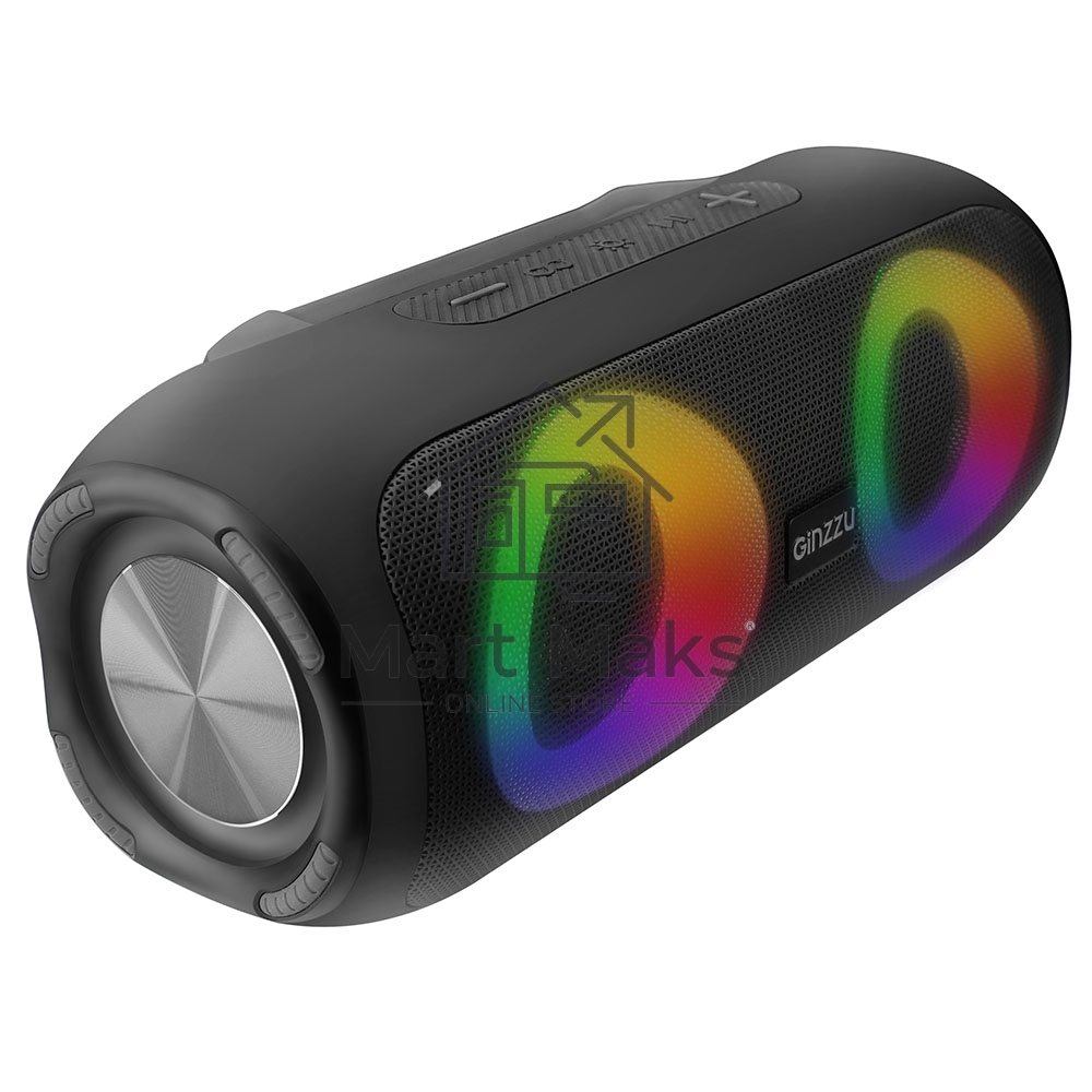 Колонка BlueTooth Ginzzu GM-918B, 3,6Ah/TWS/USB/TF/AUX/RGB