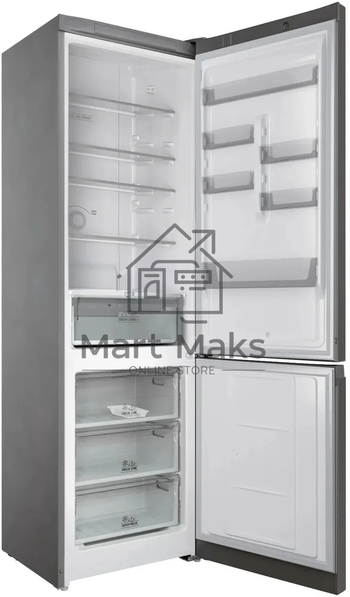 Холодильник Hotpoint HT 6200 S серебристый двухкамерный 240/83л морозилка снизу, No Frost