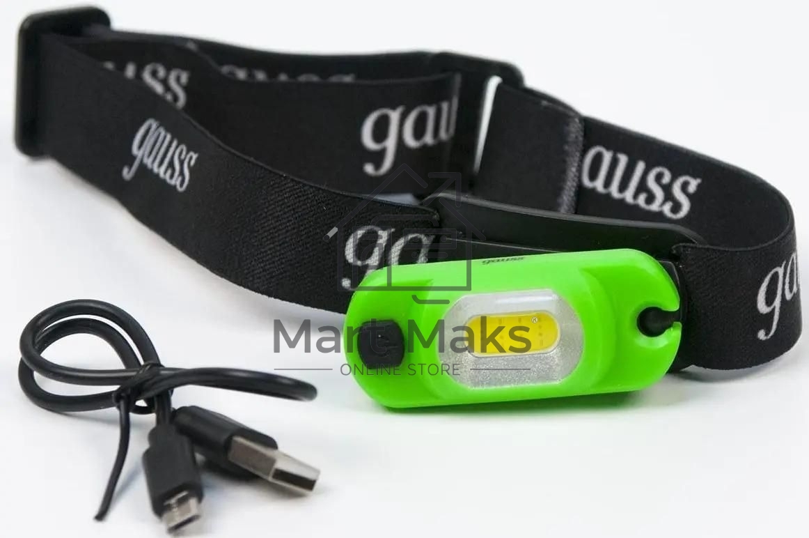 Фонарь налобный GAUSS GFL408 3W 150lm Li-ion 300mAh LED
