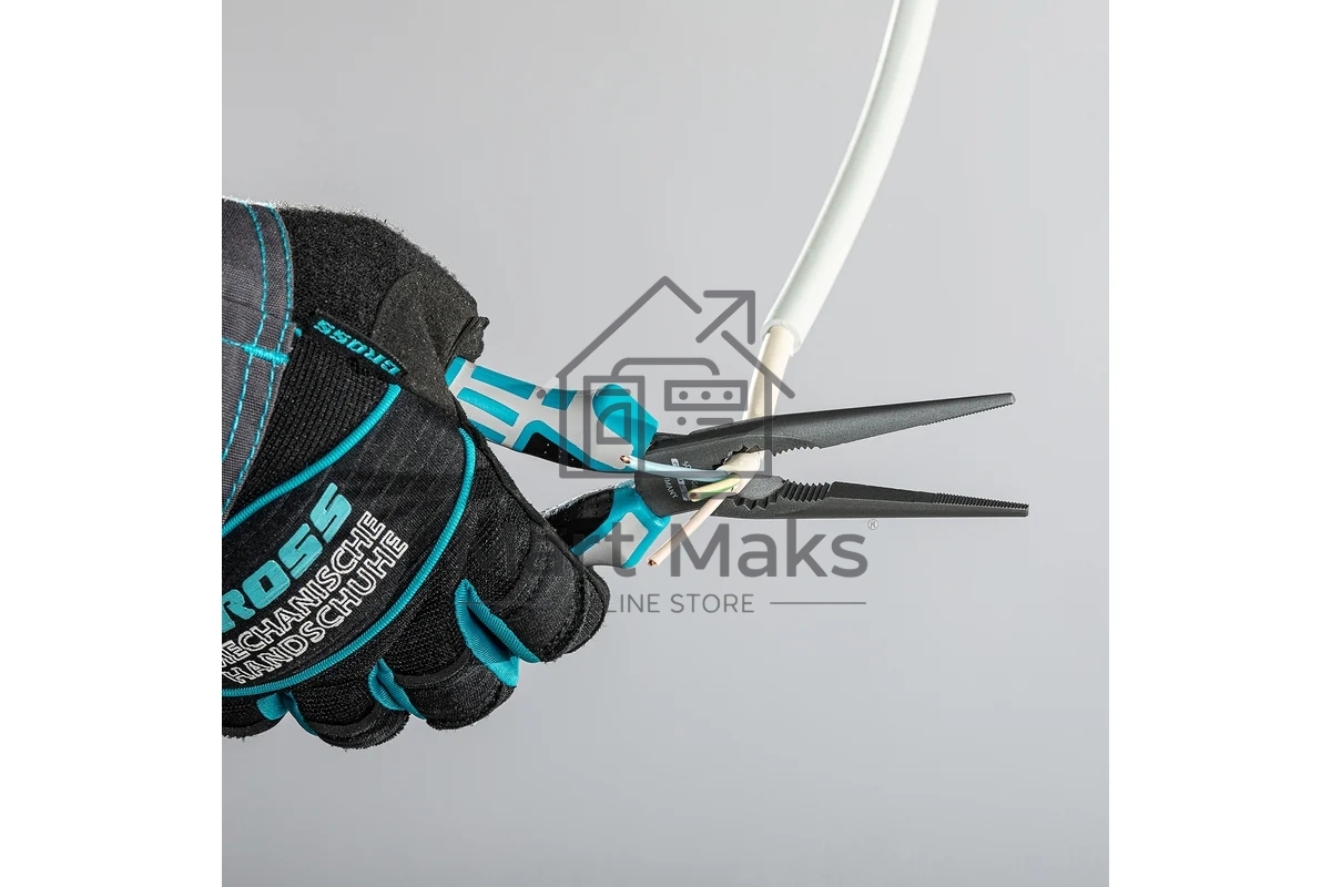 Длинногубцы прямые Gross 17171 205 мм, трехкомпонентные рукоятки