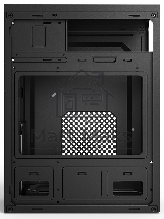 Компьютерный корпус CBR PCC-MATX-MX08-WPSU mATX Minitower MX08, без БП, 2*USB 2.0, HD Audio+Mic, черный
