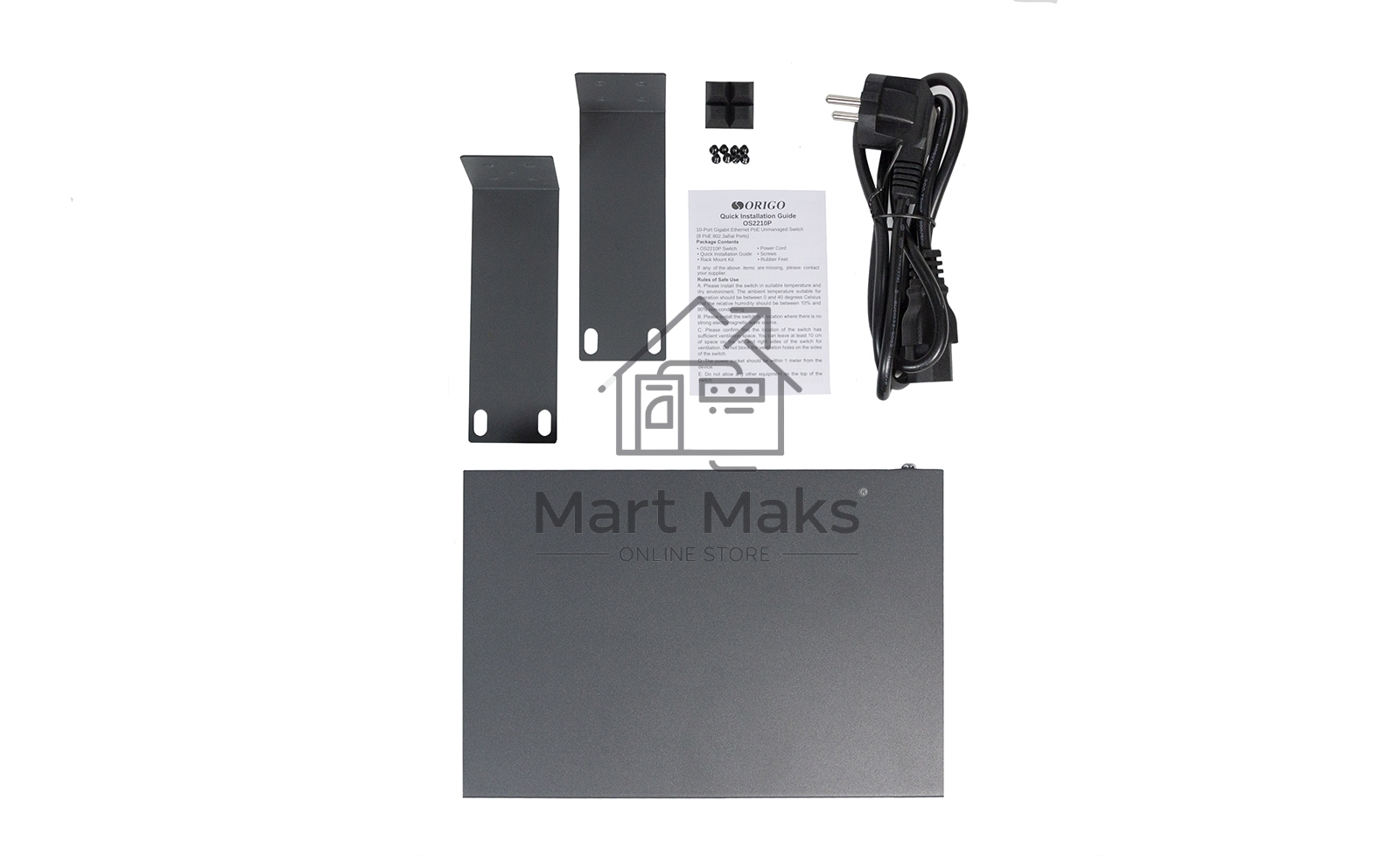 Неуправляемый PoE-коммутатор ORIGO Unmanaged Switch 8x1000Base-T PoE, 2x1000Base-T, PoE Budget 120W, Long-range PoE up to 250m, 19