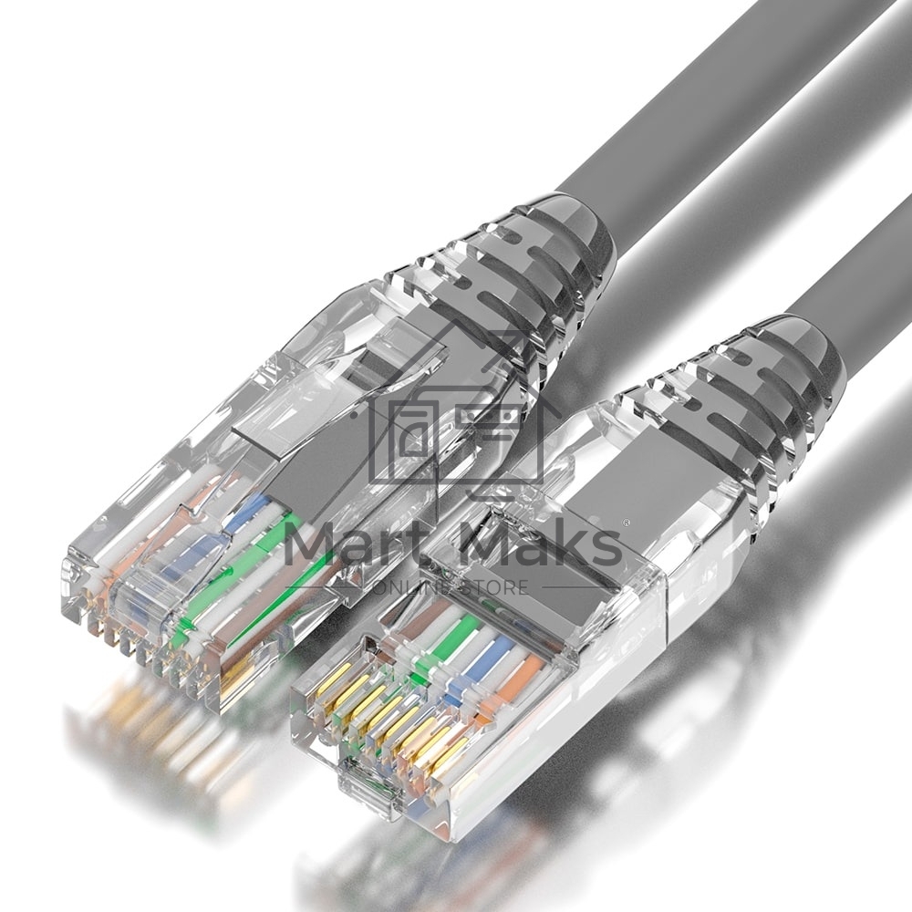 Патч-корд GCR UTP кат.6, коннектор ABS, 24 AWG, ethernet high speed 10 Гбит/с, RJ45, T568B, 2.0m, серый