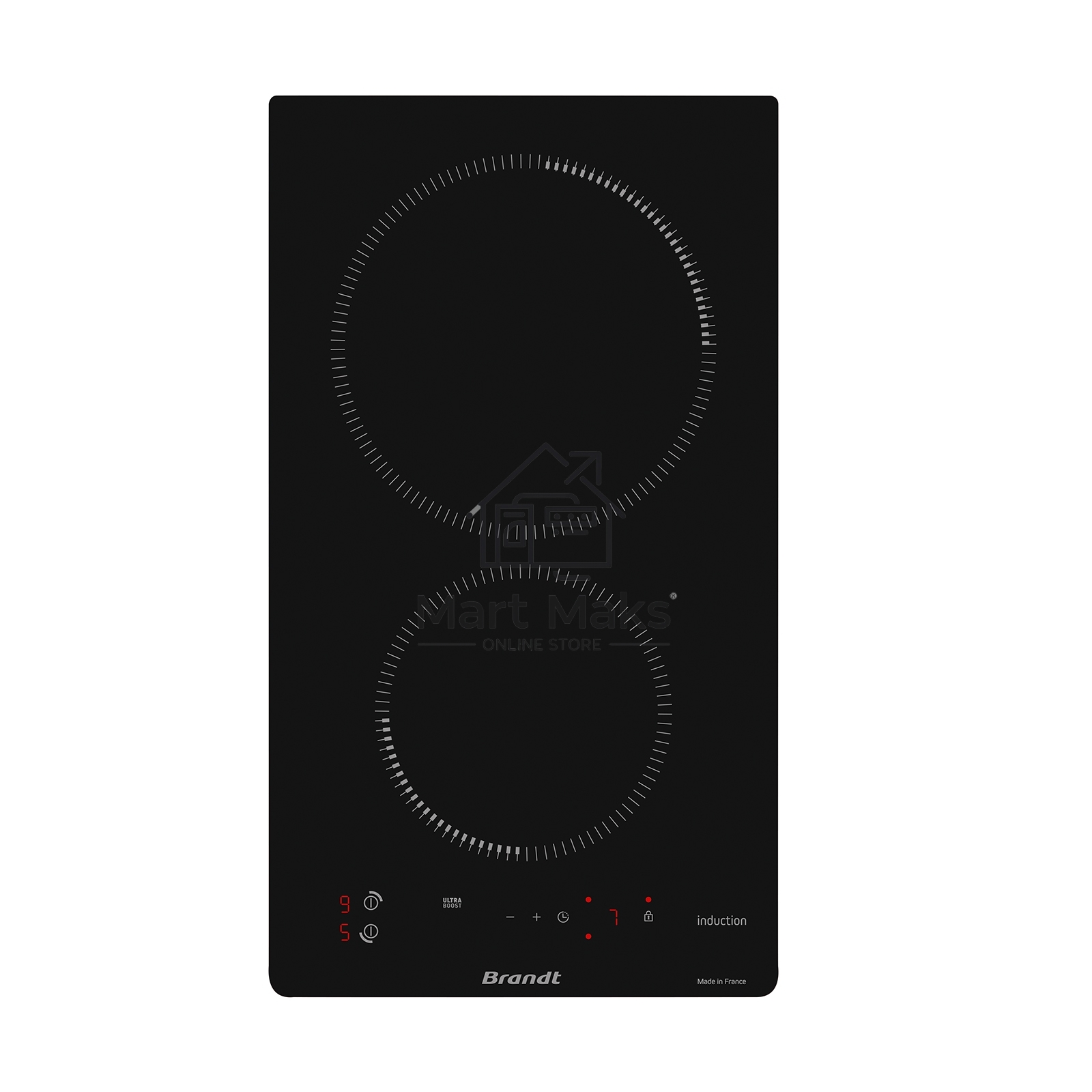 Варочная поверхность Brandt BPI1621UB, индукционная, домино, 2 варочных зоны, 10 уровней мощности, индикация остаточного тепла, таймер, Ultraboost, черный