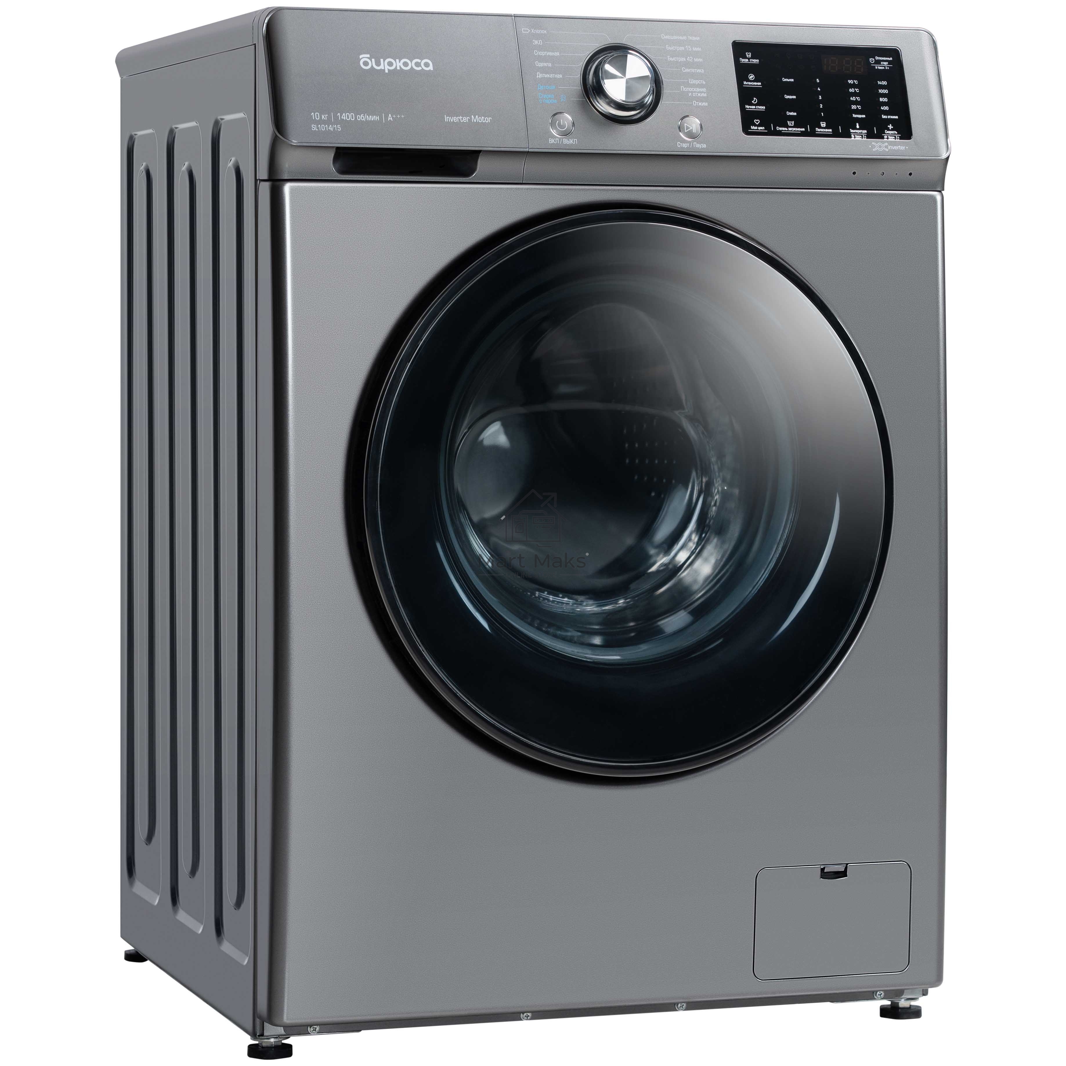 Стиральная машина Бирюса WM-SL1014/15 M металлический, загрузка фронтальная 10 кг, 1400 об/мин, класс А+++