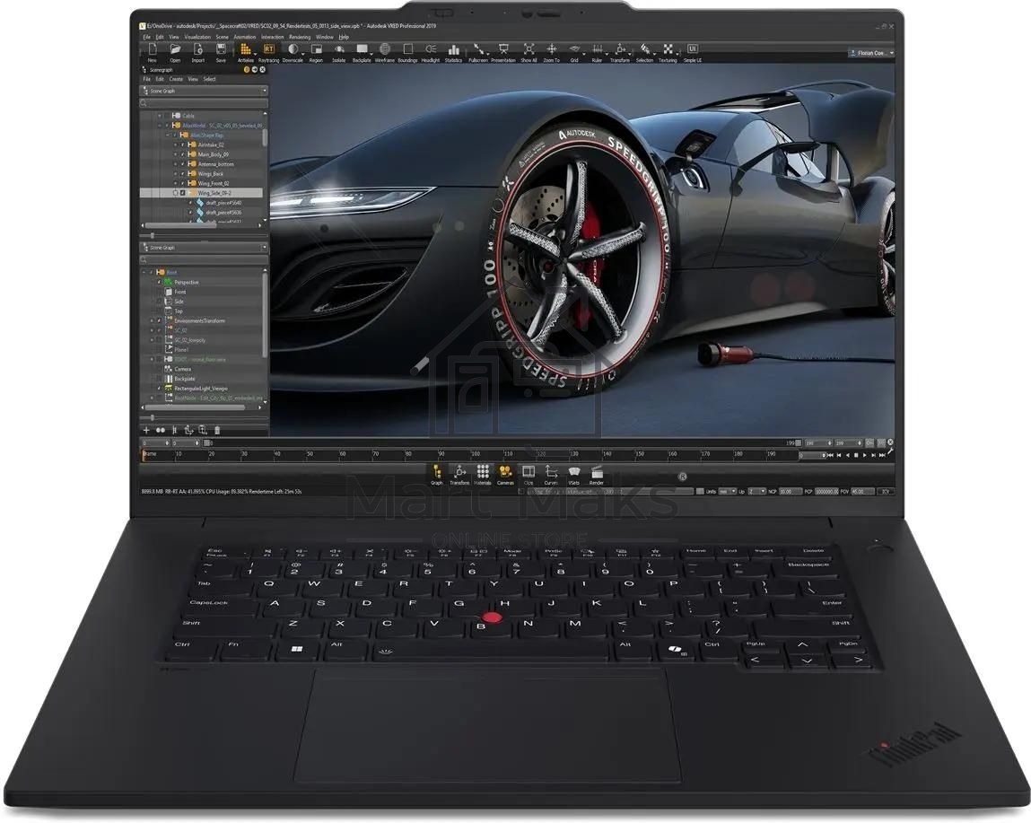 Ноутбук Lenovo ThinkPad P1 G7 черный Core Ultra 9 185H 64Gb SSD2Tb NVIDIA GeForce RTX4070 8Gb 16