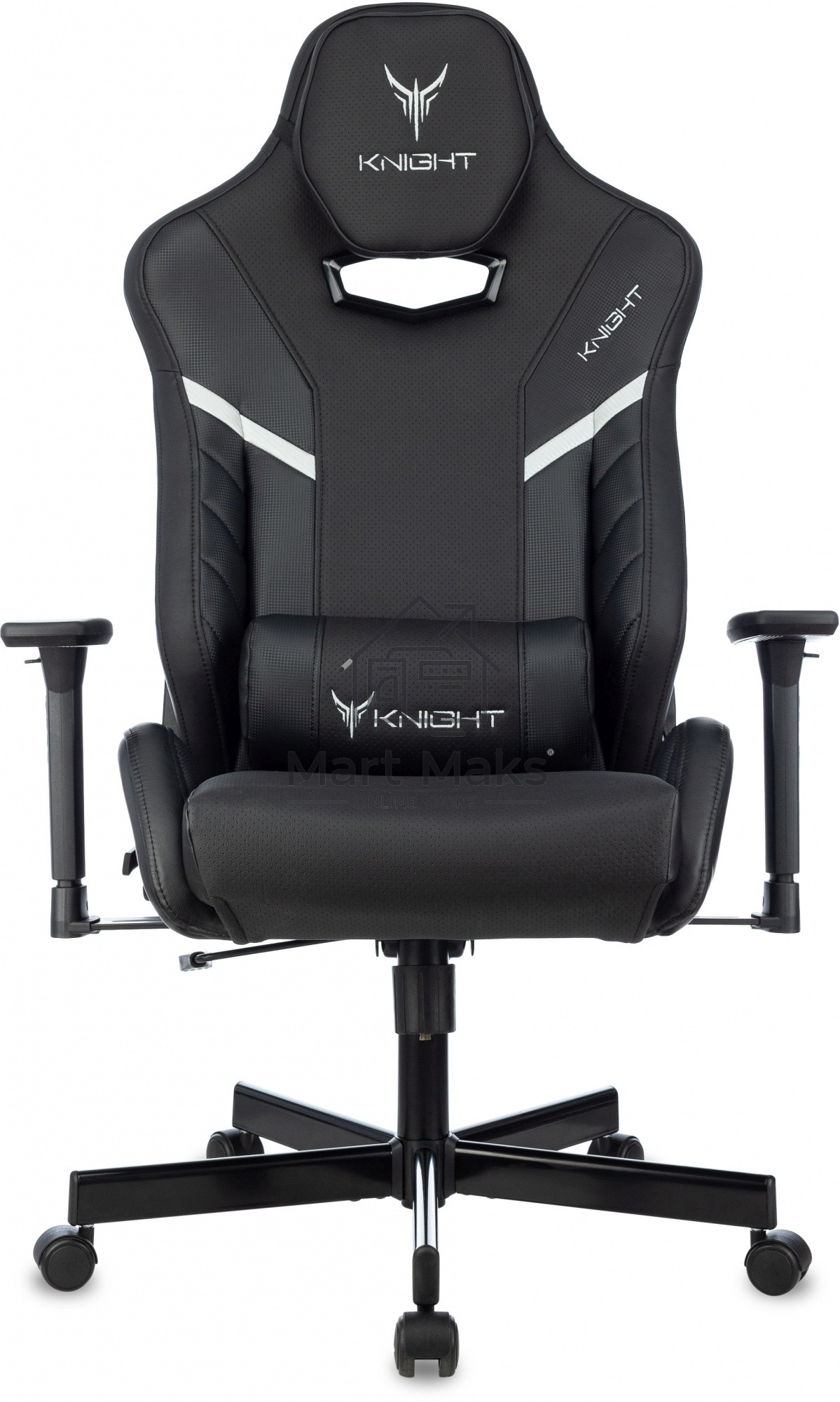 Кресло игровое Knight Thunder 5X черный эко.кожа крестов. металл