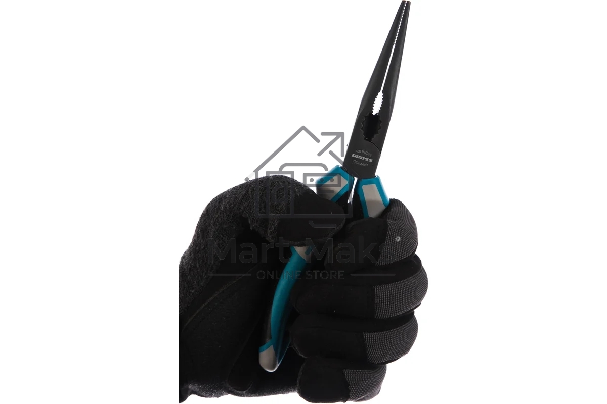 Длинногубцы прямые Gross 17171 205 мм, трехкомпонентные рукоятки