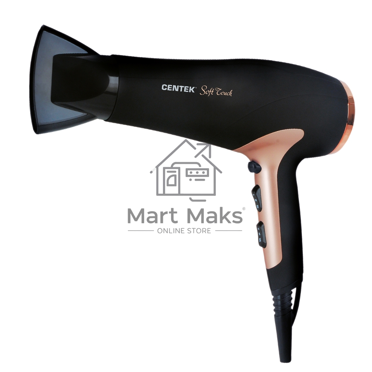 Фен Centek CT-2241 черный/розовое золото, 1900 Вт